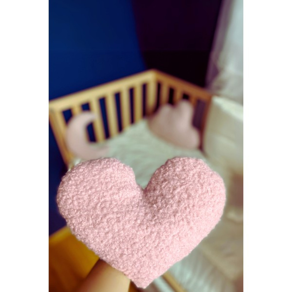 Teddy Design Teddy Kalp Bebek Yastık Midi Boy Pembe Rengi - 21 x 26 cm - Bebek Pembesi Kırlent / Mobilya Yastığı Fiyatı