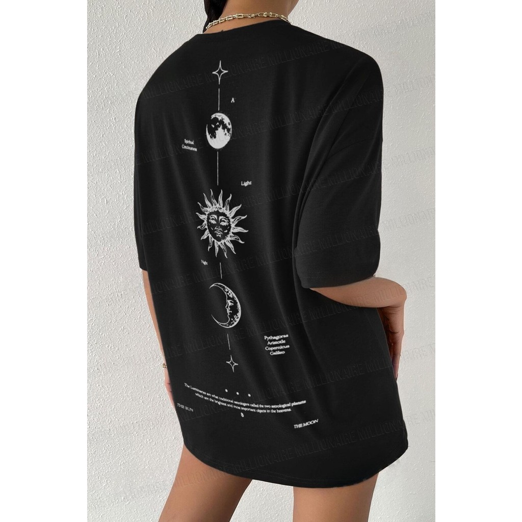 Teenage Millionaire Kadın The Moon Siyah Bisiklet Yaka Oversize Salas T-Shirt Bayan T-shirt Fiyatı