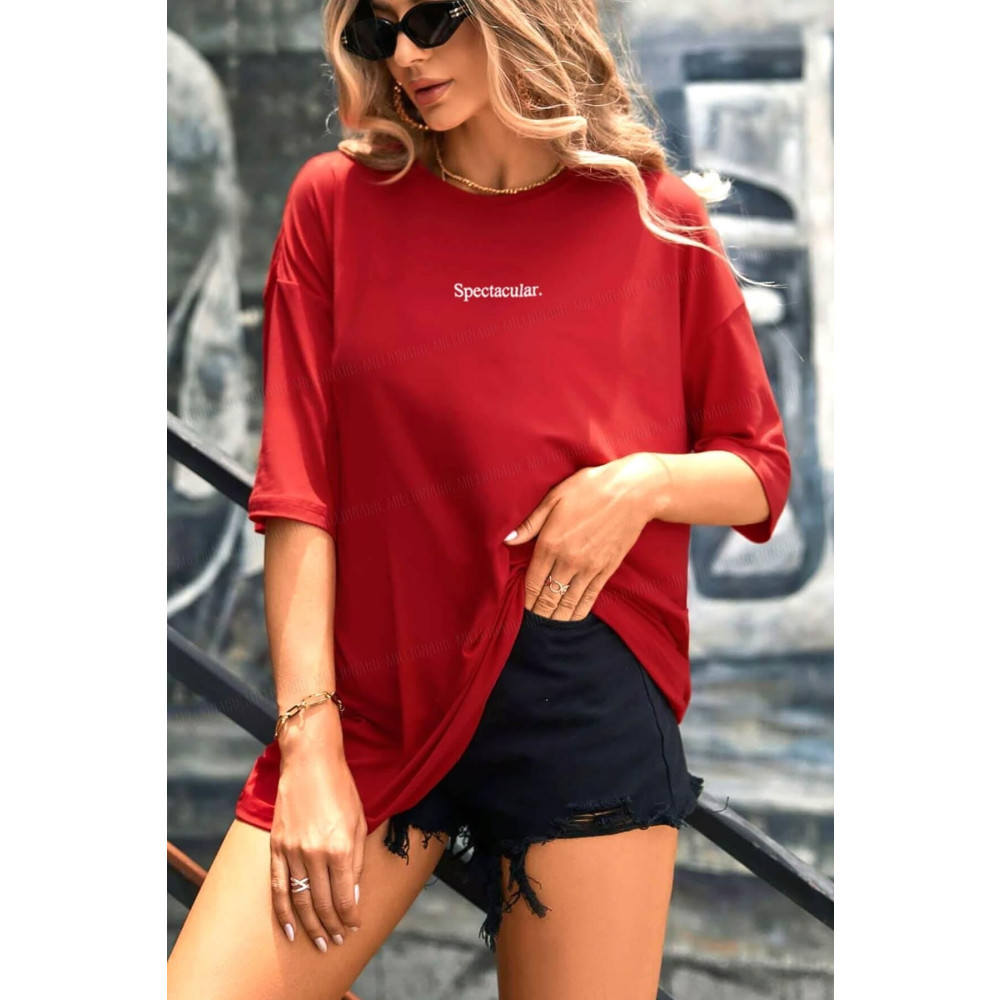 Teenage Millionaire Spectacular Kırmızı Oversize Salas Boyfriend Kadın T-shirt XS Beden Bayan T-shirt Fiyatı