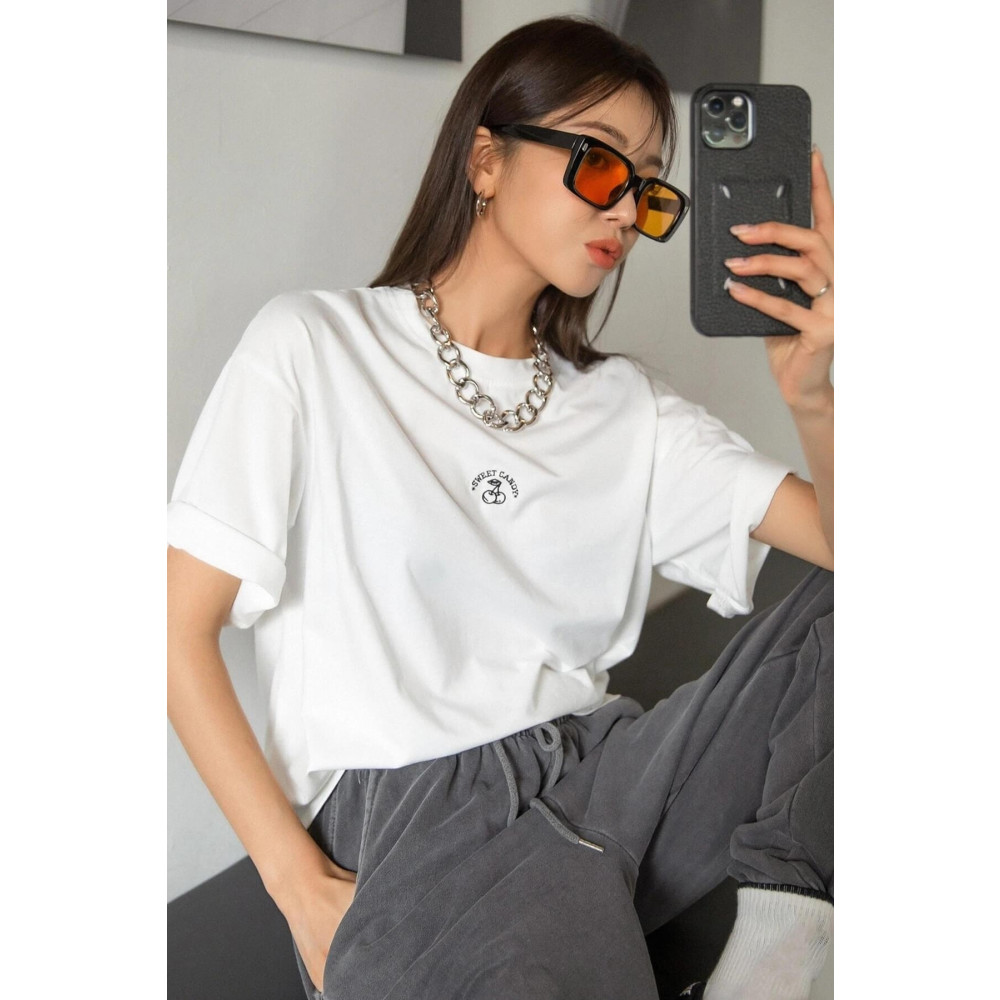 Teenage Millionaire Sweet Candy Nakışlı Beyaz Oversize Salas Boyfriend Kadın T-shirt XXL Beden Bayan T-shirt Fiyatı