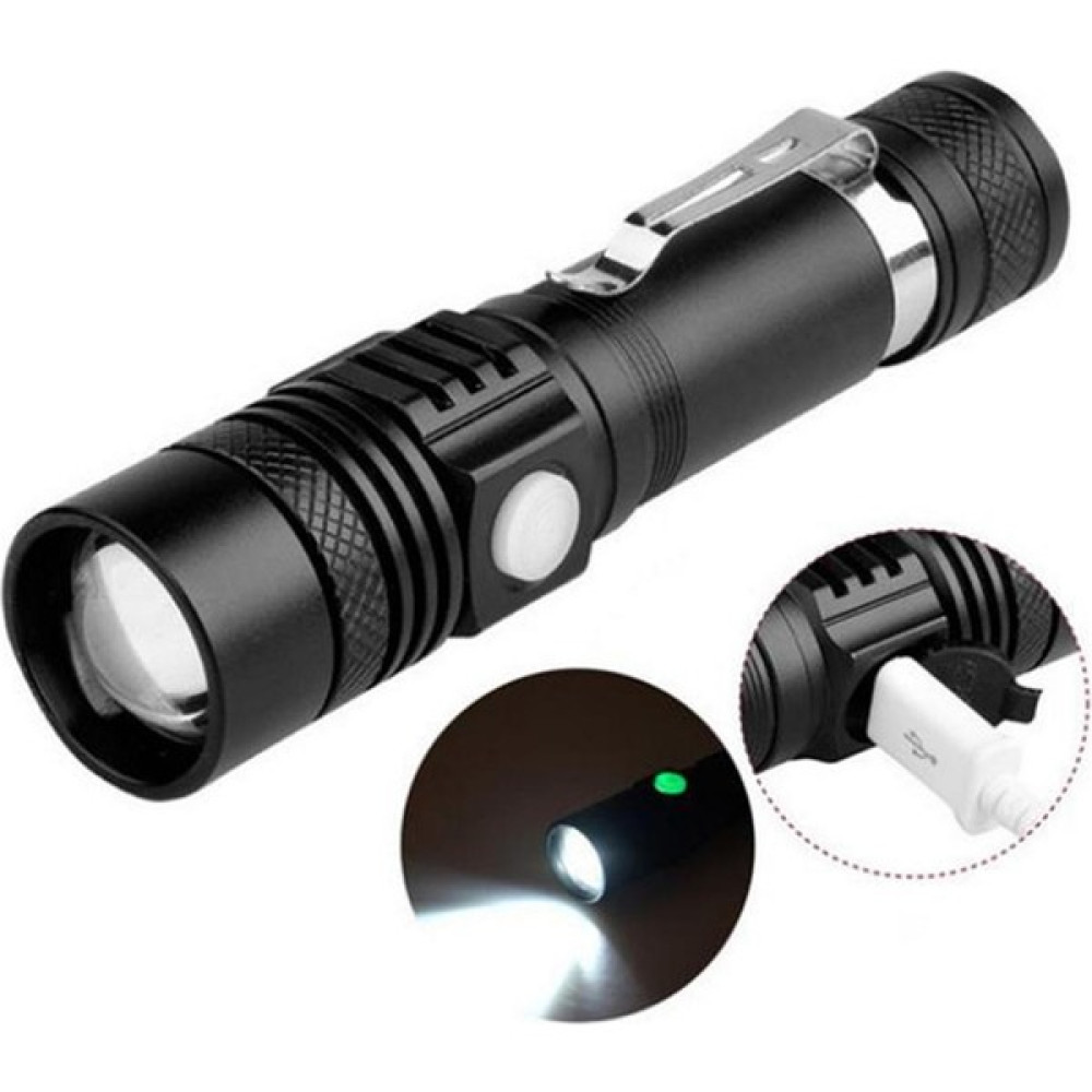 Teenspirit T6 LED 4modes USB Şarj Edilebilir 18650 El Feneri Torch Zoom Lamba Işığı New Creek (Yurt Dışından) El Feneri Fiyatı