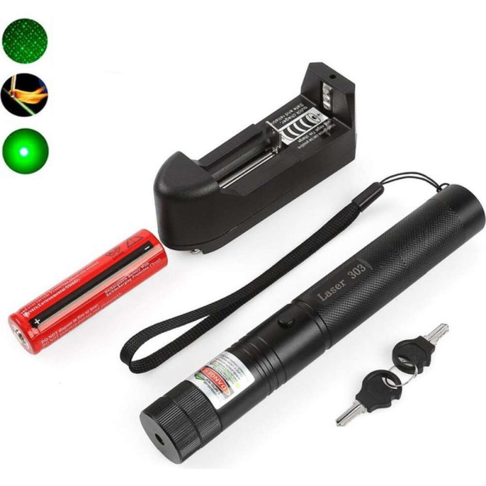 Teenspirit Yeşil Işaretçi Lazer 532NM 500 Mw 303 Lazer Kalem Yüksek Güç Ayarlanabilir Yıldızlı Kafa Yanan Maç Lazer Şarj Cihazı ile Pil (Yurt Dışın... El Feneri Fiyatı