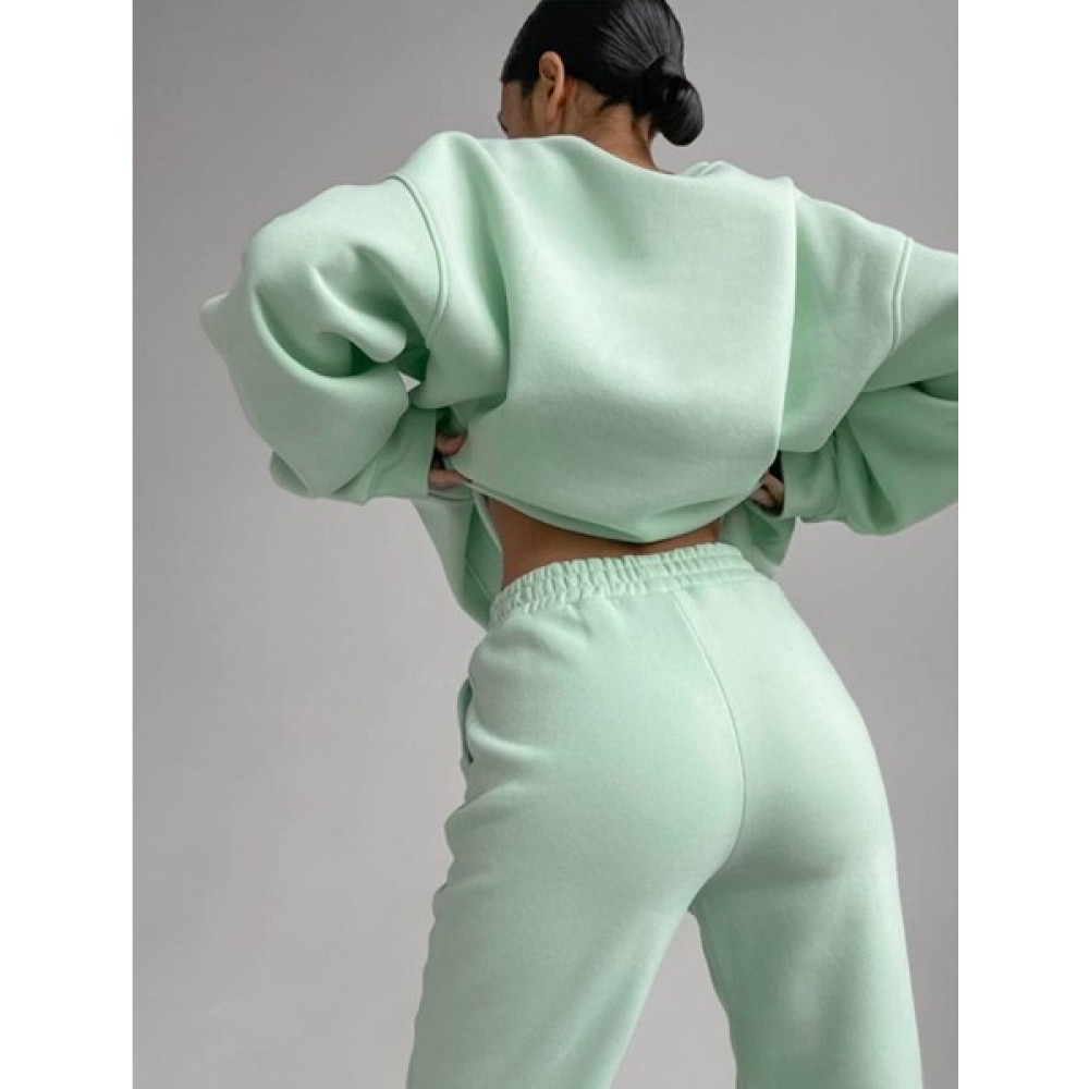 Teeny Store Mint Yeşil Sweatshirt Bel ve Paça Lastikli Pantalon Eşofman Takımı Yeni Sezon Kadın Eşofman Fiyatı