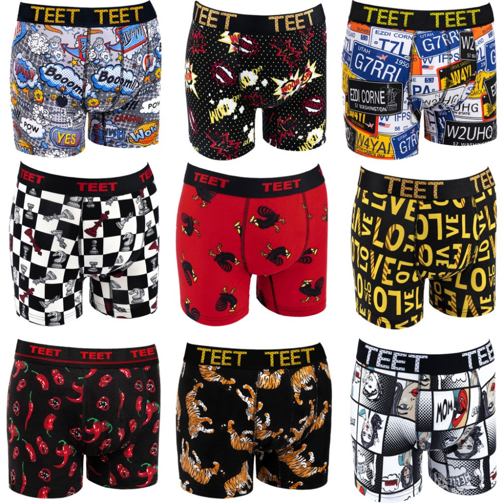 TEET Erkek Boxer Desenli Pamuklu Premium 9'lu Set Farklı Renklerle Rahat Kullanım Erkek Boxer Fiyatı
