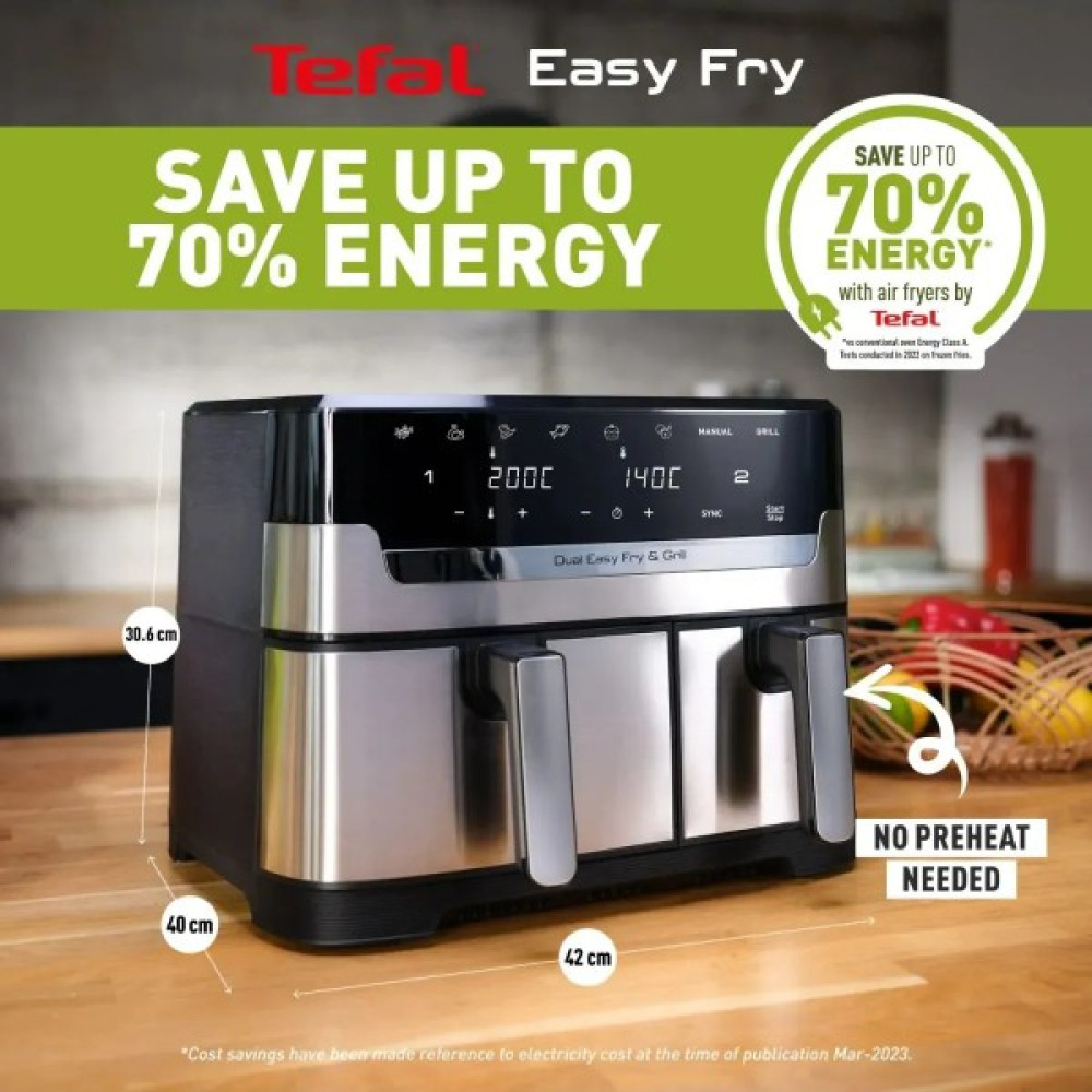 Tefal 8in 1 Çift Hazneli 8,3lt Yüksek Kapasiteli Easy Fry & Grill Iki Sepetli Premium Yağsız Fritöz, Aile Dostu Kapasite - Siyah Fritözler Fiyatı