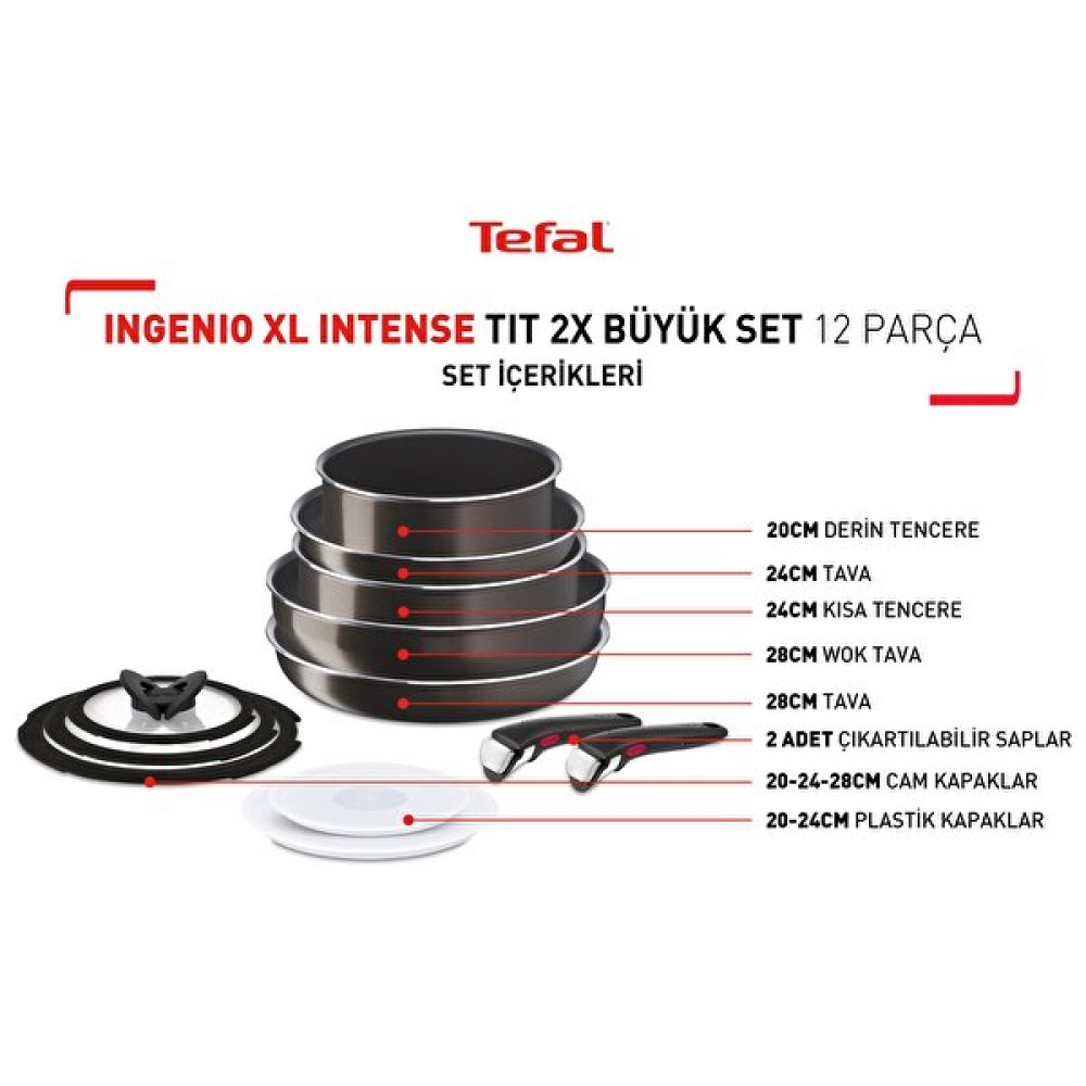 TEFAL Ingenio Xl Intense Titanyum 2x Büyük Set 12 Parça Tencere / Tava Setleri Fiyatı