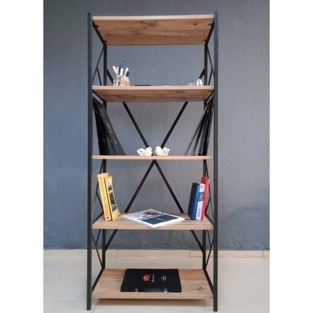 Tegem Shop Tegemshop 5 Raflı Kitaplık Çok Amaçlı Ceviz Renk Kitaplık Fiyatı
