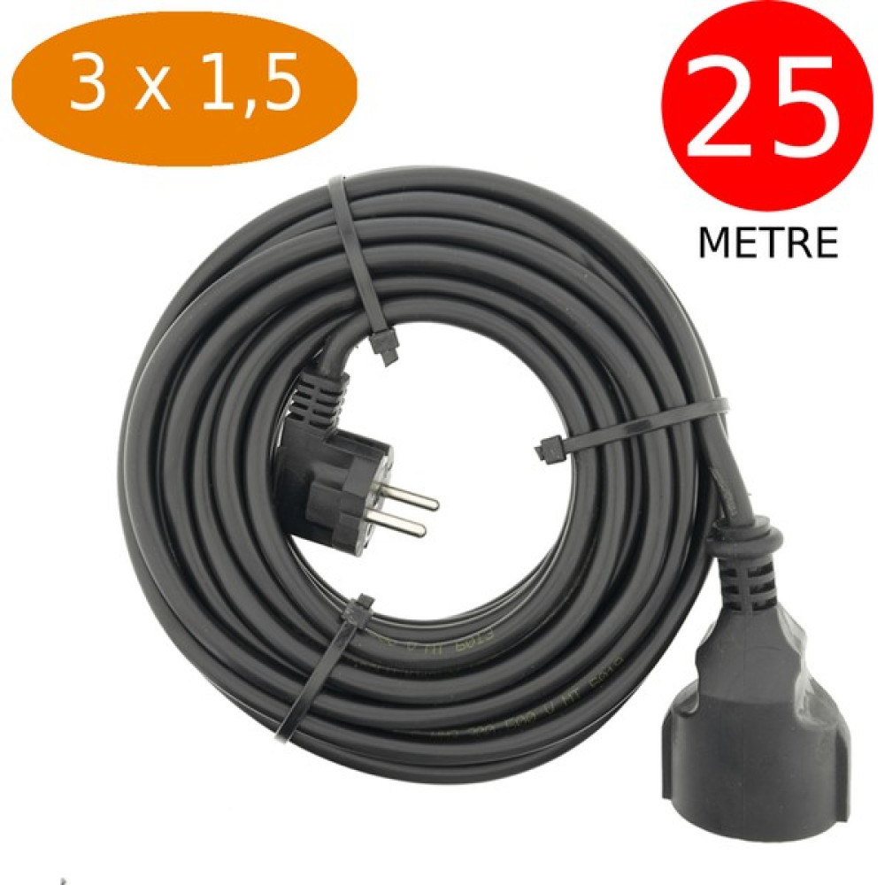 Tek-İş 25 Metre Uzatma Kablosu 3 x 1,5 mm Ttr Bakır Kablo Erkek Fiş Dişi Fiş Baskılı Seyyar Ara Kablo Prizler Fiyatı
