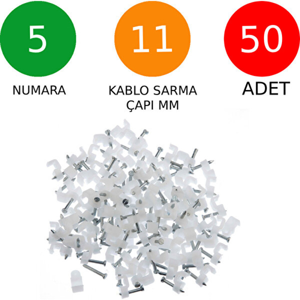Tek-İş Beton Çivili Kablo Tutucu Kroşe No: 5 - 11MM 50 Adet Elektrikli El Aletleri Fiyatı