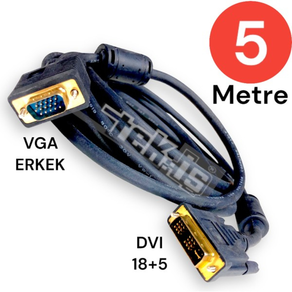 Tek-İş DVI 18+5 Erkek To VGA Erkek Kablo 5 Metre - 5,5 m Görüntü Kablosu Fiyatı