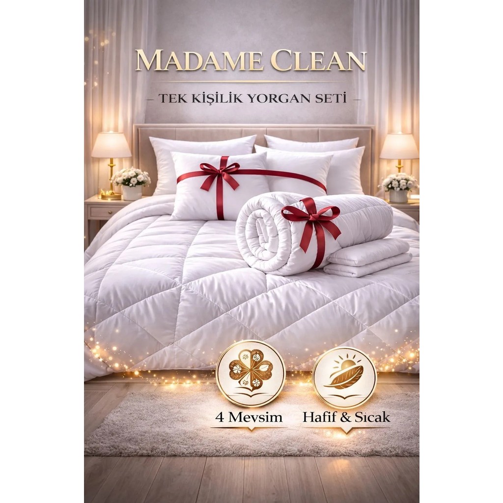 Tek Kişilik Antialerjik Lüx Microfiber Yorgan + 1 Adet 800 gr Boncuk Slikon Yastık Seti - 155 x 215 cm - 010 - Beyaz Yastık Kılıfı Fiyatı