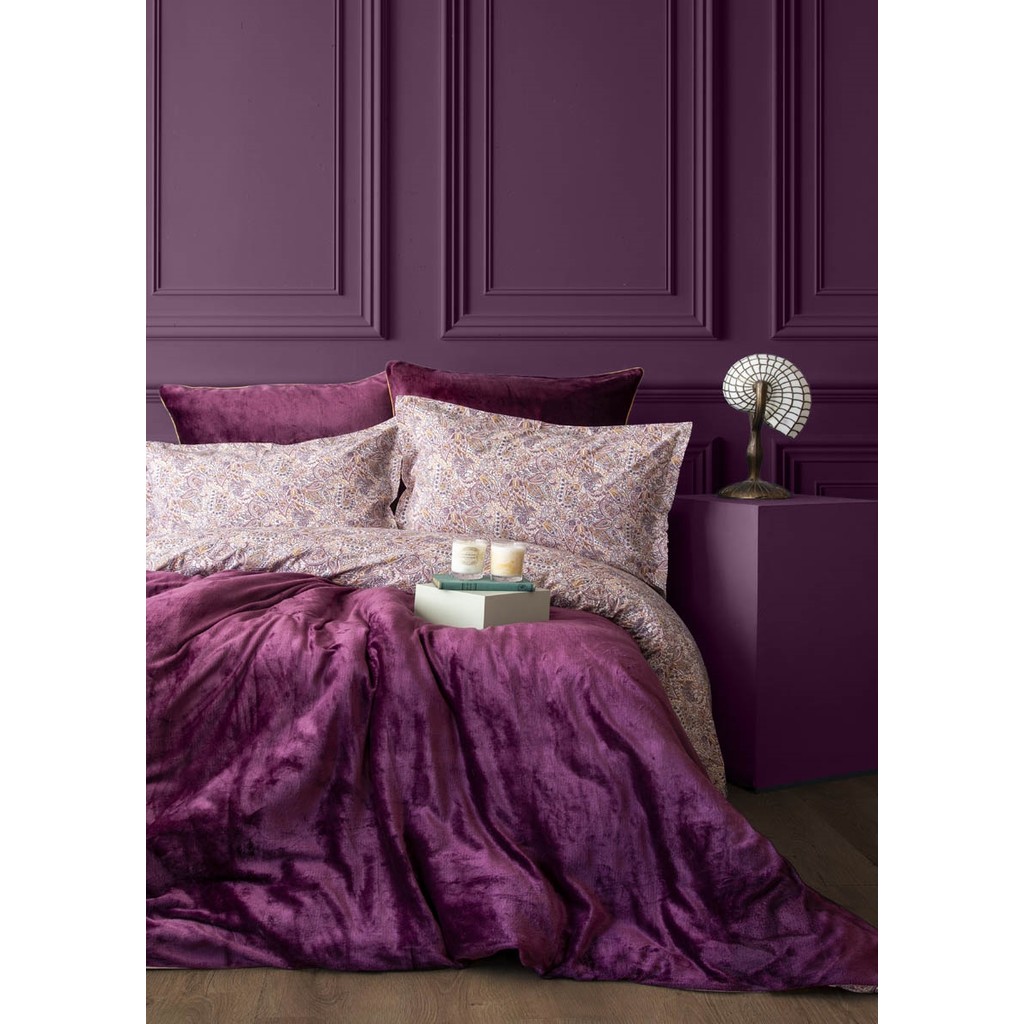 Tek Kişilik Lona Mürdüm Kadife Battaniyeli Nevresim Takımı - 160 x 220 cm Nevresim Takımı Fiyatı