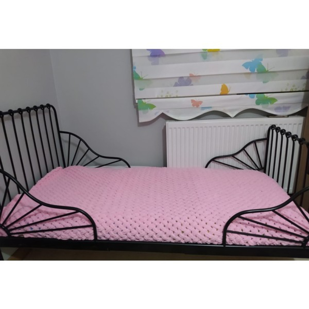Tek Kişilik Puffy Örgü Polar Battaniye - 100 x 170 cm - Pembe Battaniye Fiyatı