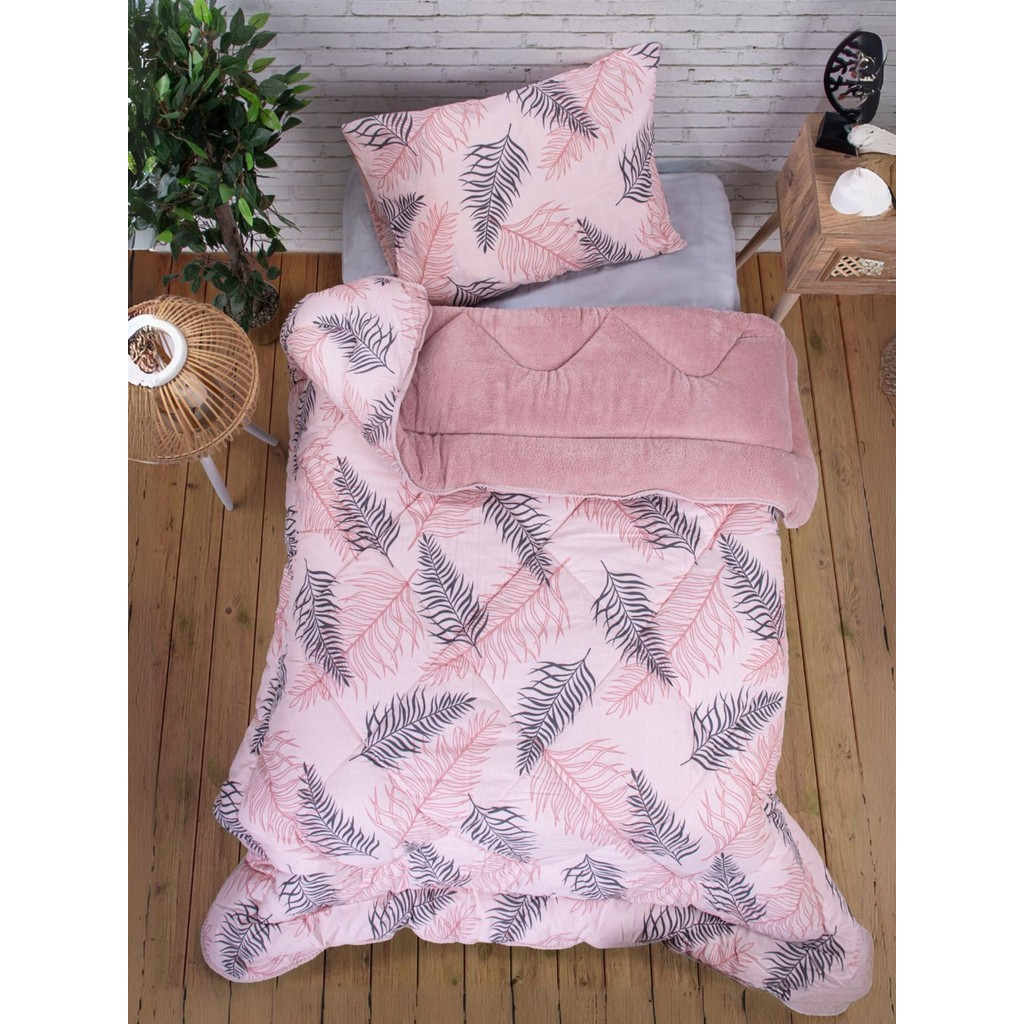 Tek Kişilik Welsoft Yaprak Desenli Pembe Yorgan Seti Battaniye - Yorgan ve Yastık Kılıflı - 155 x 215 cm Yastık Kılıfı Fiyatı