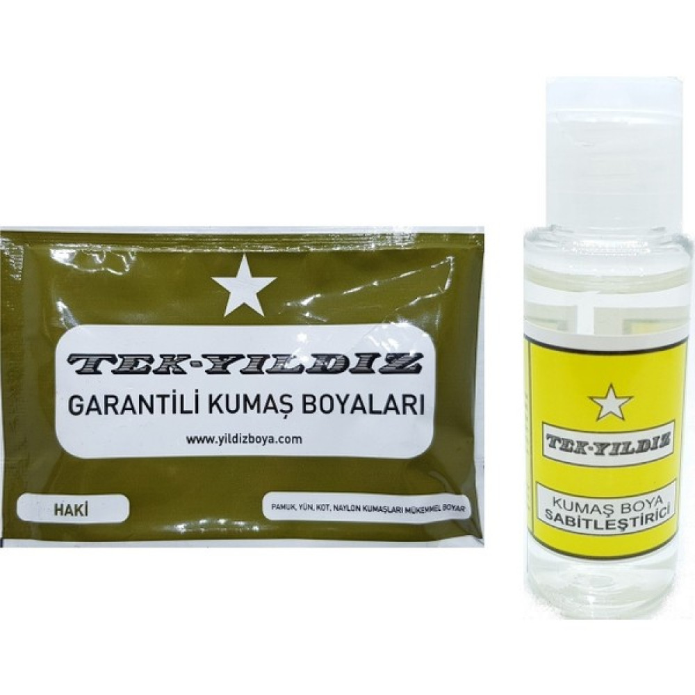 Tek Yıldız Kumaş Boyası ve Sabitleyici Seti Haki Kumaş Boyası Fiyatı