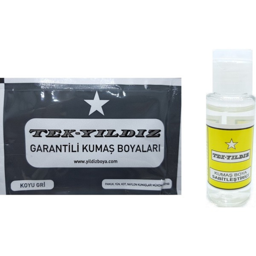 Tek Yıldız Kumaş Boyası ve Sabitleyici Seti Koyu Gri Kumaş Boyası Fiyatı