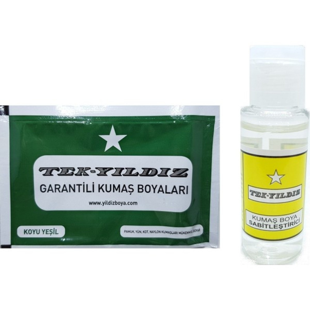 Tek Yıldız Kumaş Boyası ve Sabitleyici Seti Koyu Yeşil Kumaş Boyası Fiyatı