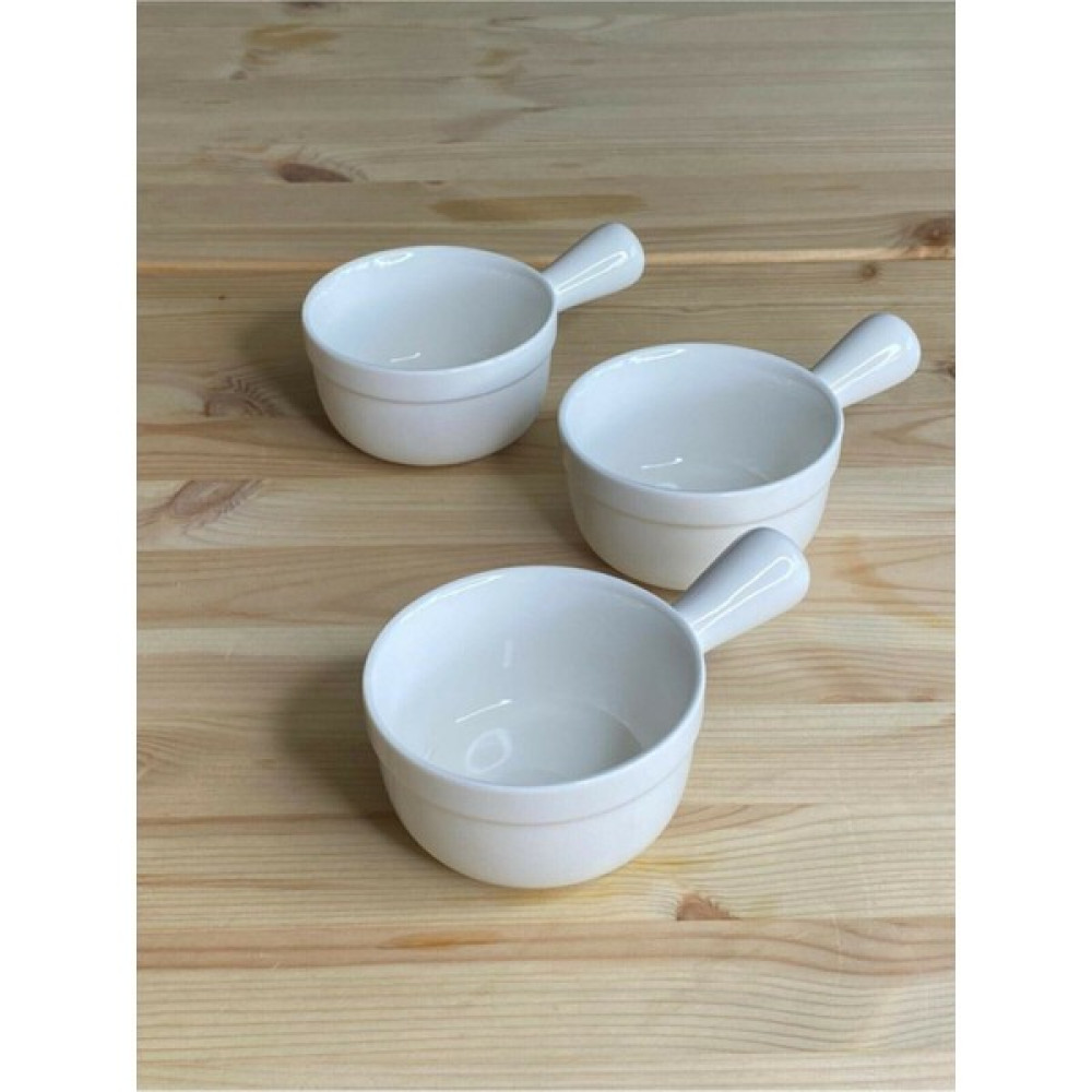 Tekbir Porselen Beyaz Porselen 3'lü Kulplu Kase 9.5 cm Kase Fiyatı