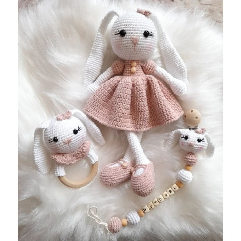 Tekin Hobi Evi Amigurumi Tavşan Set - Pembe Bebek Oyuncakları Fiyatı