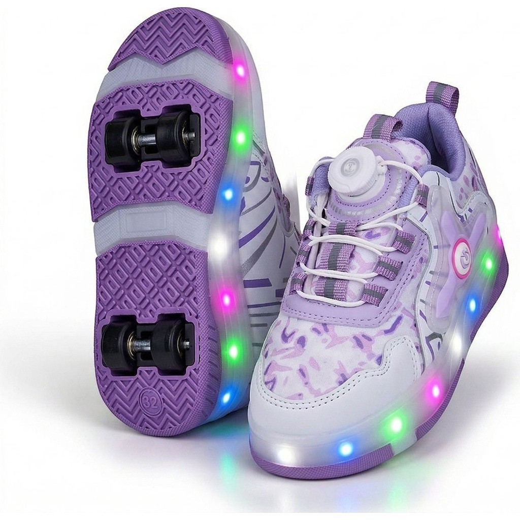 Tekiner Patenli Işıklı Spor Ayakkabısı Tekerlekli Sneakers - Mor - 34 Ayakkabılar ve Çantalar Fiyatı