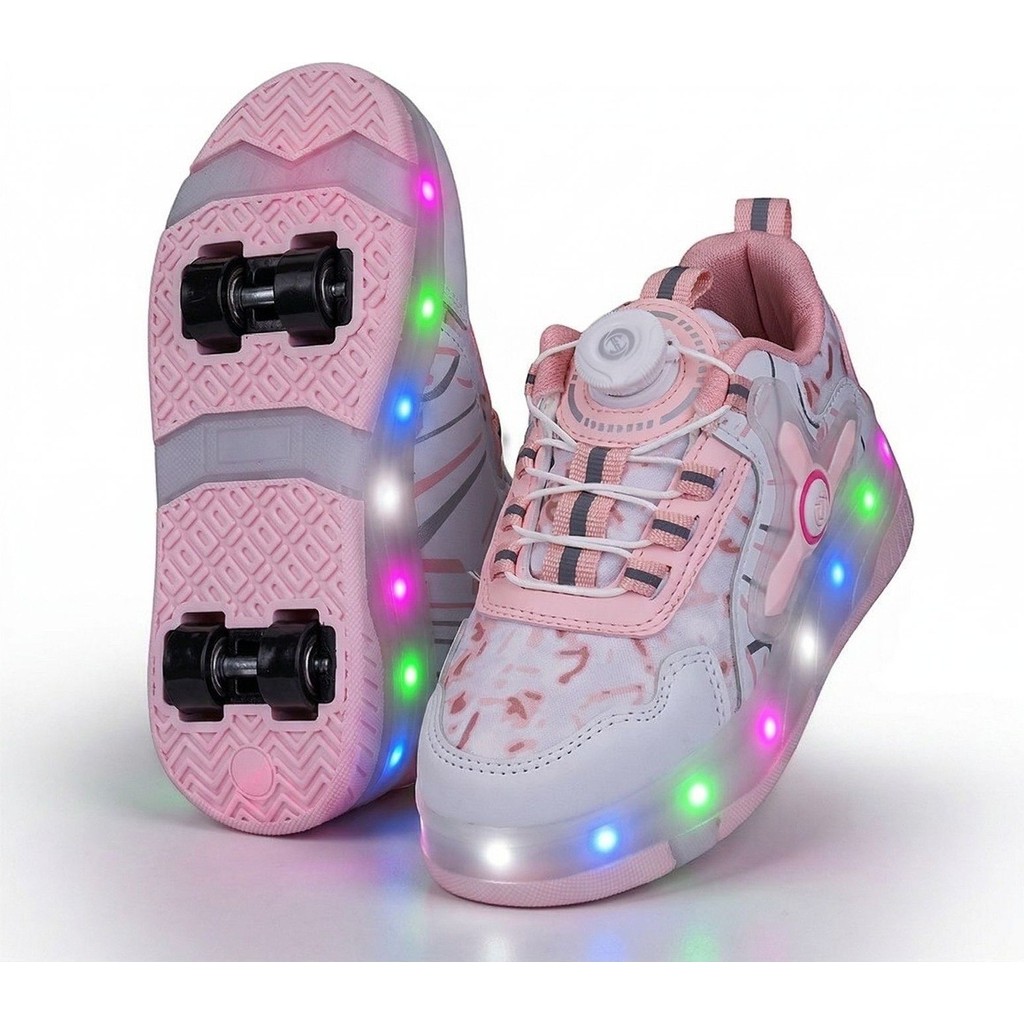 Tekiner Patenli Işıklı Spor Ayakkabısı Tekerlekli Sneakers - Pembe - 29 Ayakkabılar ve Çantalar Fiyatı