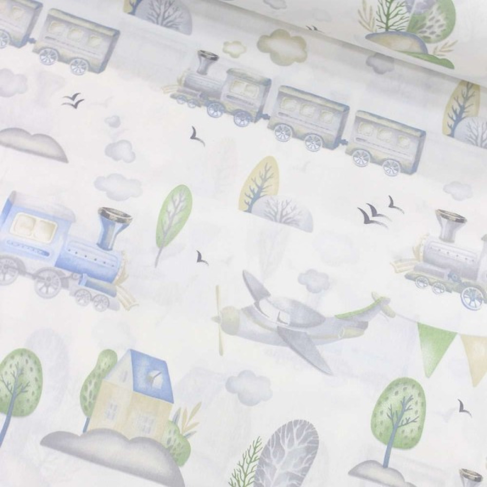 Tekin's Home Mavi Gri Tren Nevresimlik Poplin Kumaş-Tknhm - 100 cm - 240 cm Kumaşlar Fiyatı