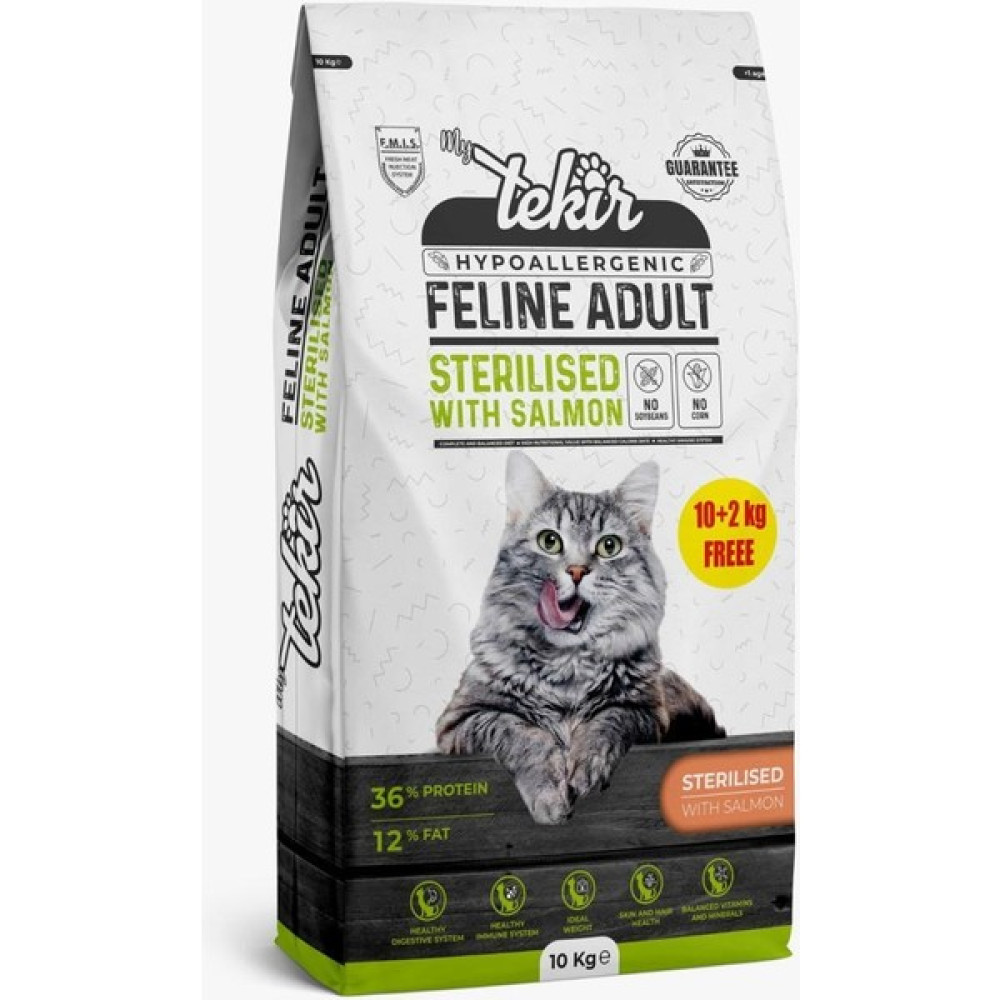 Tekir Hypo Allergenic Adult Steril Somonlu Kedi Maması 12 kg Evcil Hayvan Ürünleri Fiyatı