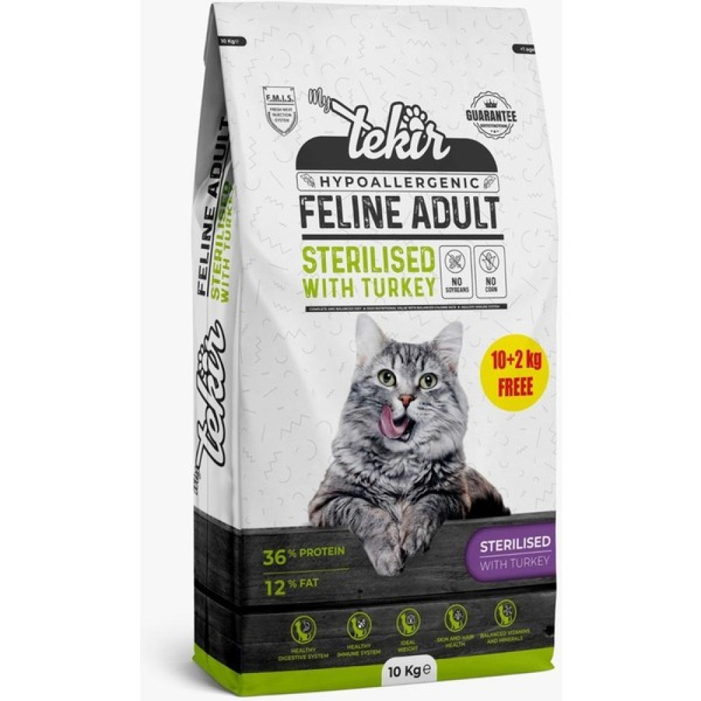 Tekir Hypo Allergenic Sterilised Adult Hindili Kedi Maması 12 kg Evcil Hayvan Ürünleri Fiyatı