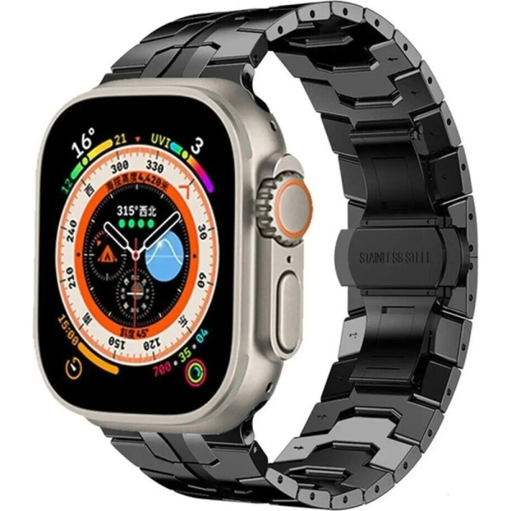 Tekiz Teknoloji Apple Watch Seri 2 3 4 5 6 7 8 Se Ultra Uyumlu 42 44 45 49MM Paslanmaz Çelik Metal Kordon Kayış - Siyah - Siyah Giyilebilir Teknoloji Aksesuarları Fiyatı