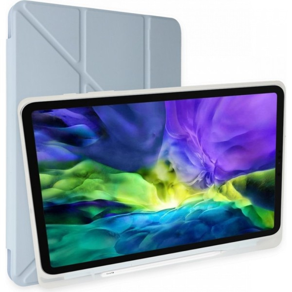 TEKNETSTORE Apple Ipad 10. Nesil 2022 10.9 Inç Kılıf Kalem Bölmeli Silikon Standlı Kılıf Origami - Mavi Tablet Kılıfı Fiyatı