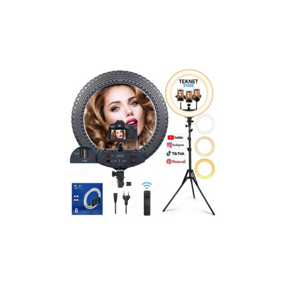 TEKNETSTORE Ring Light LED Işık Halkası 21" 54 cm Profesyonel Stüdyo Işığı ve 210 cm Monopod - 21 Video Kamera Aksesuarları Fiyatı