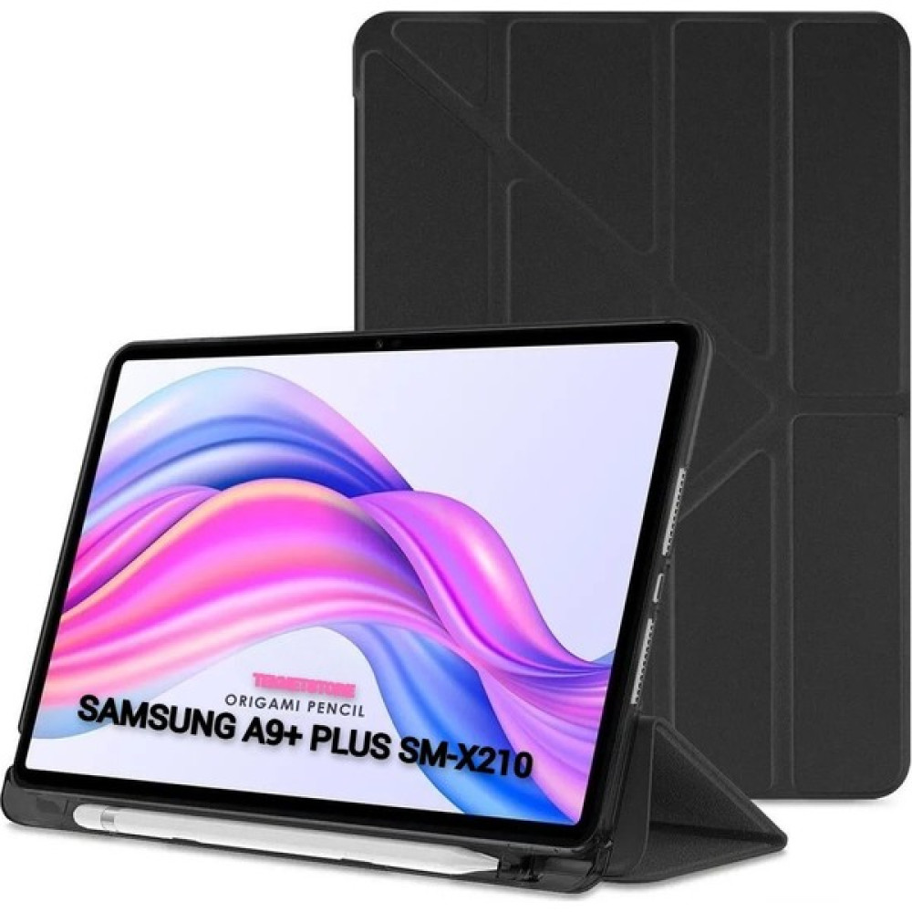 TEKNETSTORE Samsung Galaxy Tab A9 Plus 11 Inç Uyumlu Kalem Bölmeli Uyku Modlu Arkası Silikon Kapak Kılıf SM-X210 - Siyah Tablet Kılıfı Fiyatı