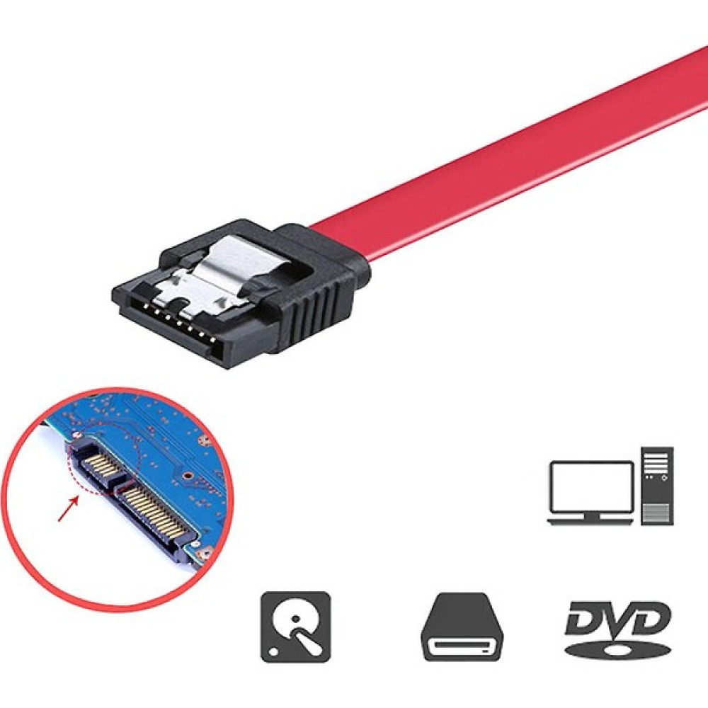 Teknik Sata 3.0 Kilitli HDD SSD Sata Data Bağlantı Kablo 90 Derece Sata 49 cm - Kırmızı - 0,5 m Disk Kablosu Fiyatı
