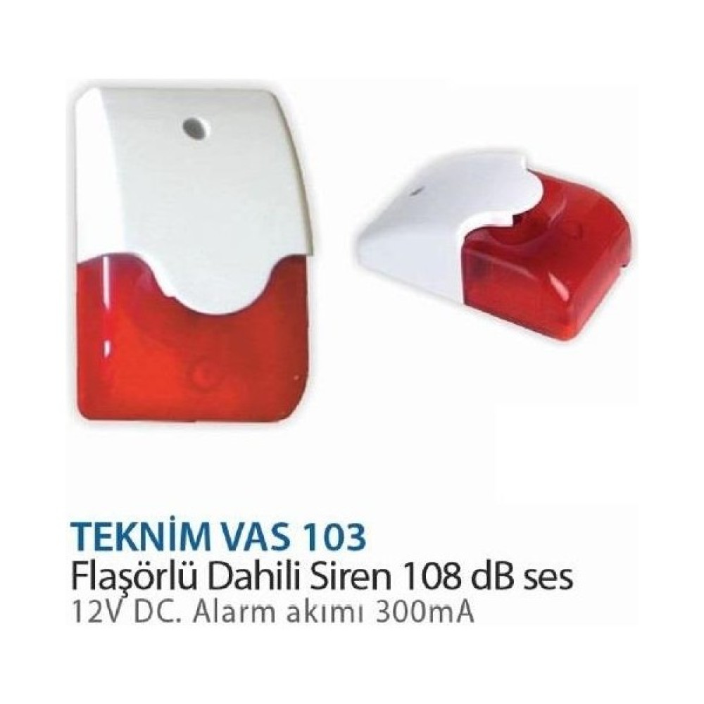 Teknim Vas 103 Flaşörlü Dahili Siren - Beyaz Güvenlik Kamerası Aksesuarları Fiyatı