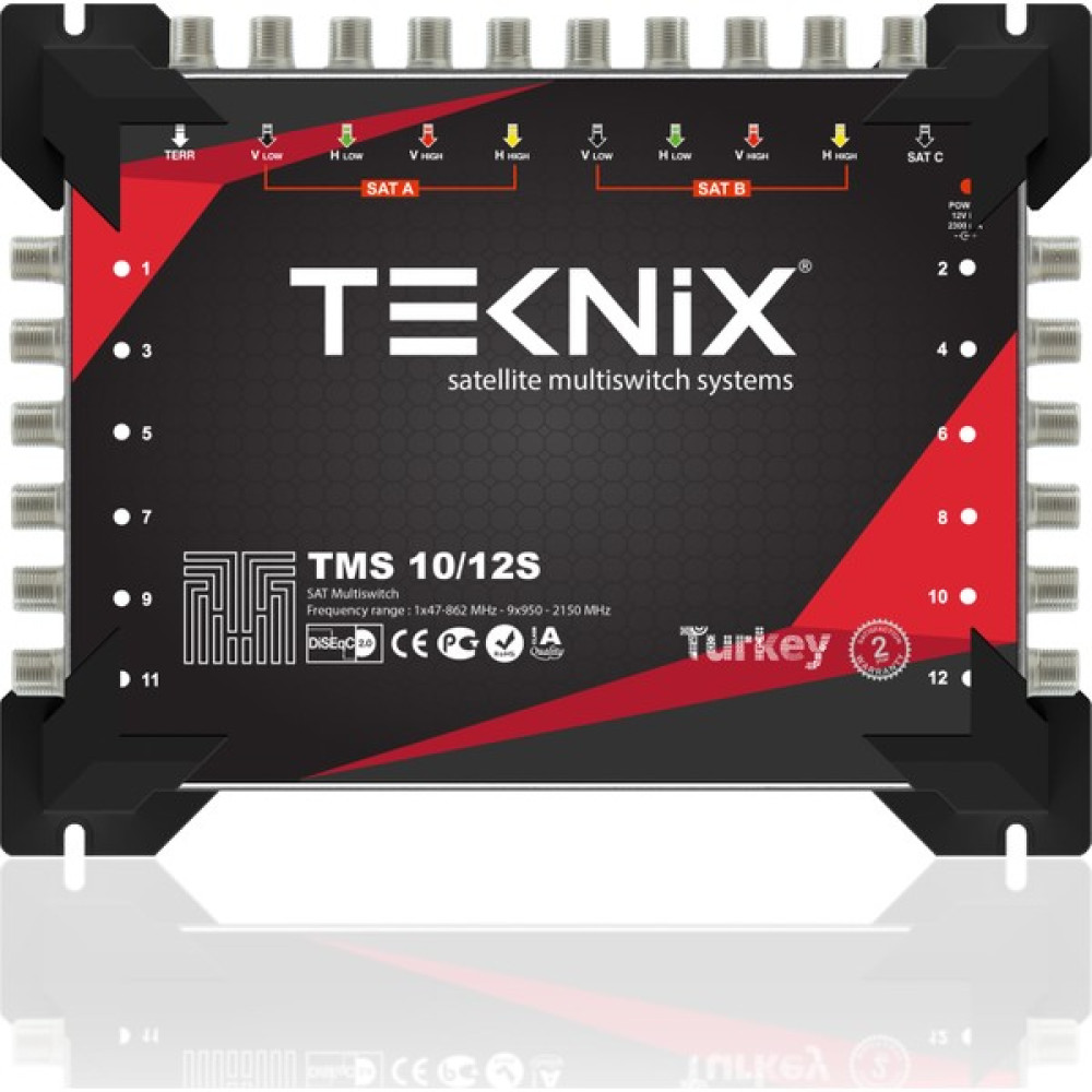 Teknix 10X12 Sonlu Multiswitch Santral + Adaptör Uydu Alıcısı Aksesuarları Fiyatı