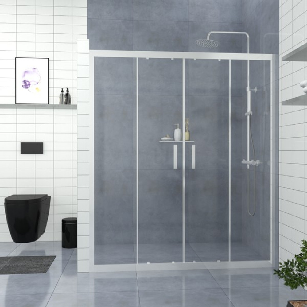 Tekno Duşakabin Silver Castor 6mm Şeffaf Cam Orta Açılır 2 Sabit 2 Sürgü Iki Duvar Arası Duşakabin - 150 cm Duşakabin Fiyatı