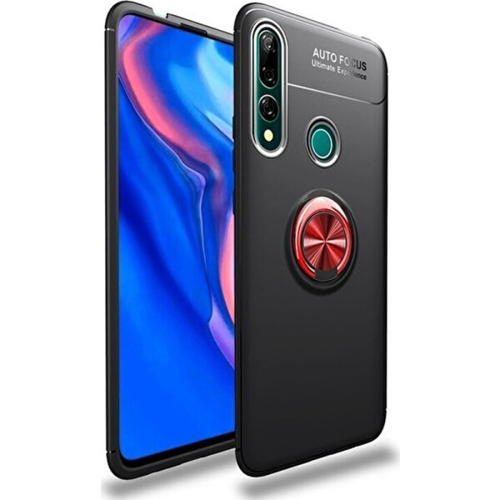 Tekno Grup Huawei Y9 Prime 2019 Kılıf Ultra Korumalı Yüzüklü Manyetik Ravel Silikon Siyah - Kırmızı + Nano Ekran Koruyucu Cep Telefonu Kılıfı Fiyatı