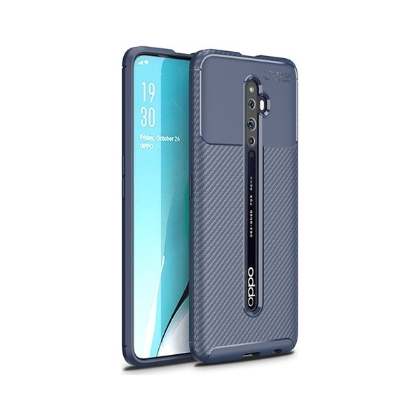 Tekno Grup Oppo Reno 2Z Kılıf Karbon Desenli Lux Negro Silikon + Tam Kaplayan 6D Nano Ekran Koruyucu Lacivert Cep Telefonu Kılıfı Fiyatı