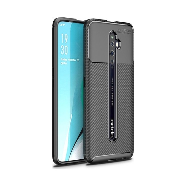 Tekno Grup Oppo Reno 2Z Kılıf Karbon Desenli Lux Negro Silikon + Tam Kaplayan 6D Nano Ekran Koruyucu Siyah Cep Telefonu Kılıfı Fiyatı