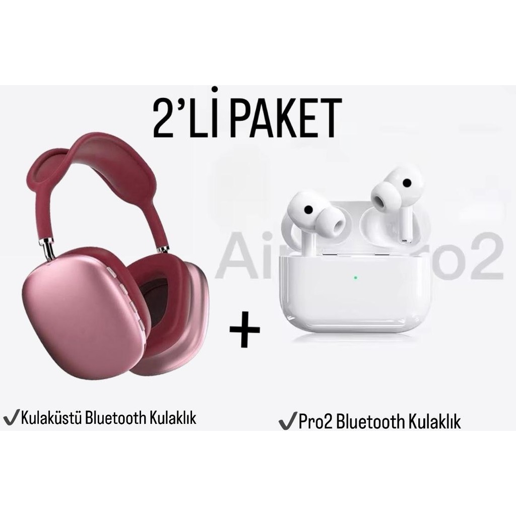 TEKNO Kulak Üstü ve Pro2 A Plus Kulak Içi Ios & Android Uyumlu Kablosuz Bluetooth Kulaklık Paketi - Kırmızı Bluetooth Kulaklık Fiyatı