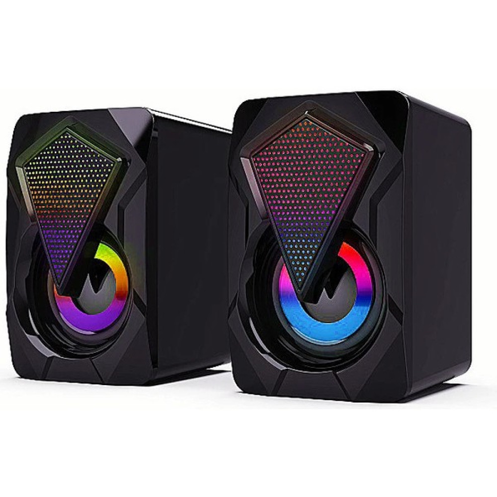 Tekno Mağazam Kablolu Ses Sistemi Hoparlörler Rgb Işıklı Laptop Hoparlörü 1+1 Speaker - Siyah Bilgisayar Speaker Fiyatı