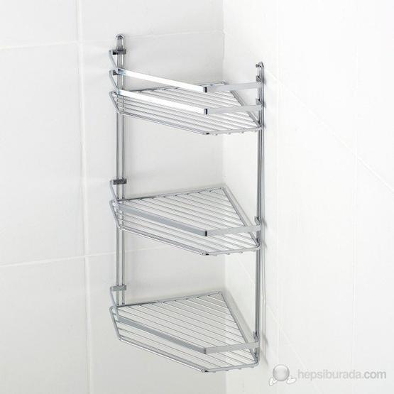 Tekno-Tel ES076 Üç Katlı Banyo Köşe Rafı Köşe Rafı & Süngerlik Fiyatı