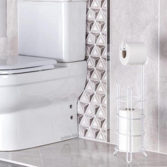 Tekno-Tel MG093 Beyaz Yedekli Ayaklı Wc Kağıtlık