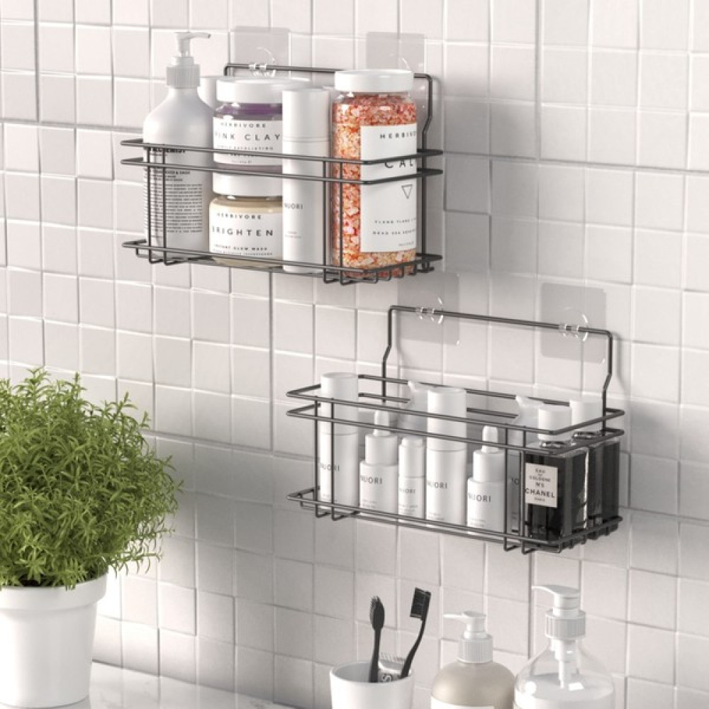 Tekno-tel Teknotel Yapışkanlı 2 Adet Banyo & Mutfak Rafı Mat Siyah Banyo Askılık Fiyatı