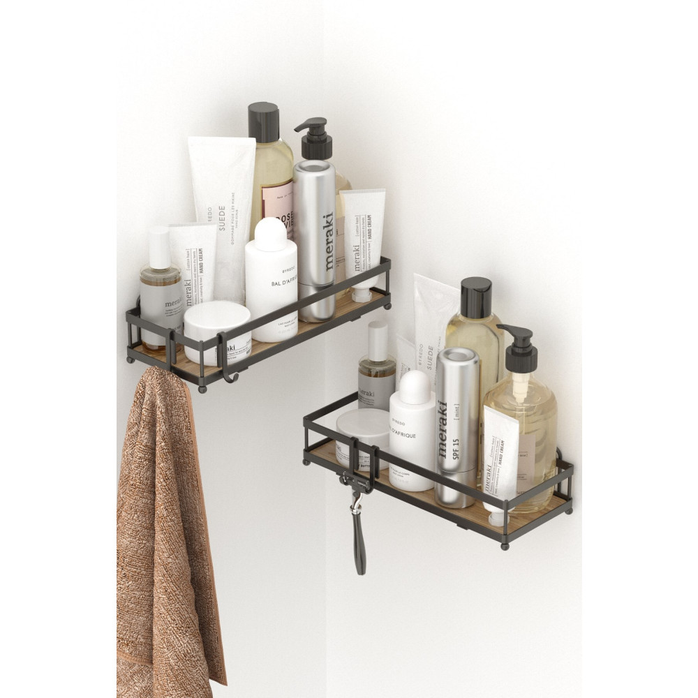 Tekno-tel Teknotel Yapışkanlı Kancalı 2li Banyo&mutfak Rafı Mat Siyah St280h Banyo Aksesuarları Fiyatı