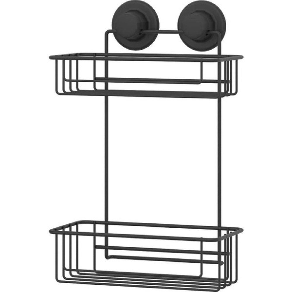 Tekno-tel Vakumlu 2 Katlı Banyo Rafı Mat Siyah DM256 Banyo Rafı Fiyatı
