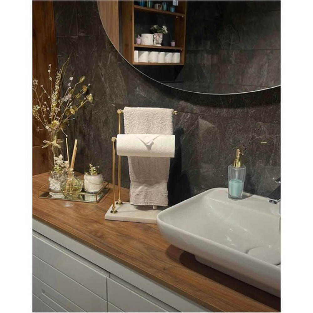 Tekno Trust 1 Mermer Ayaklı Metal Banyo El Havluluk Kağıt Havluluk Standı Mermer Beyaz - 0 Banyo Aksesuarları Fiyatı