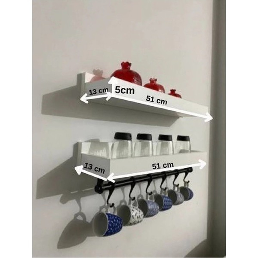 Tekno Trust 6 Ay Mutfak Rafı Kahve Köşesi 51X13 Demir 6 Adet Fincan Askısı Ücretsiz Modern Beyaz Modern Mdf - 0 Duvar Rafı Fiyatı