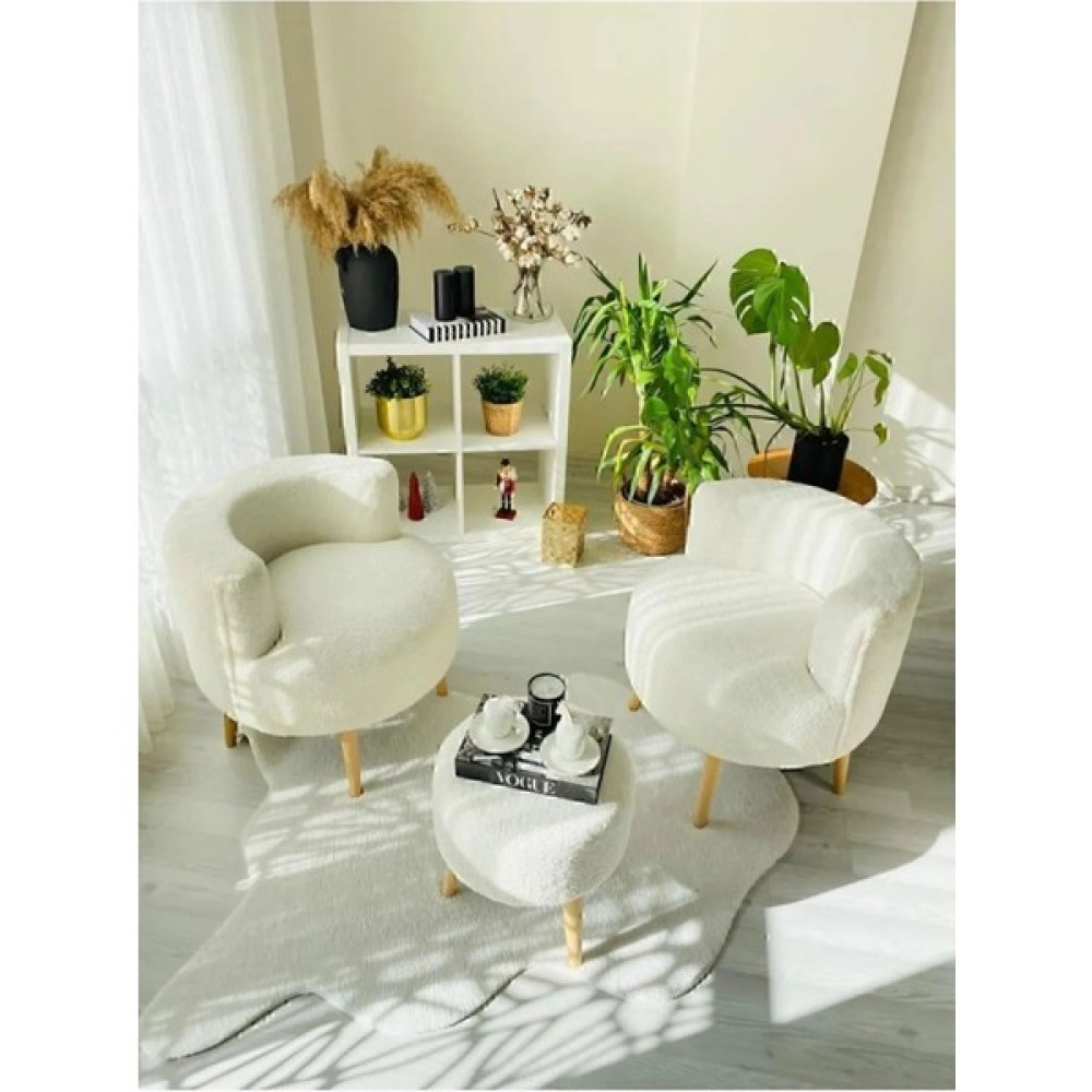 Tekno Trust Ahşap Çay Seti Ikili Koltuk Berjer ve Puf Takımı 3 Lü Takım. Garantisiz Modern Ahşap 60 cm Bej 50 x Tekli Koltuk & Berjer Fiyatı