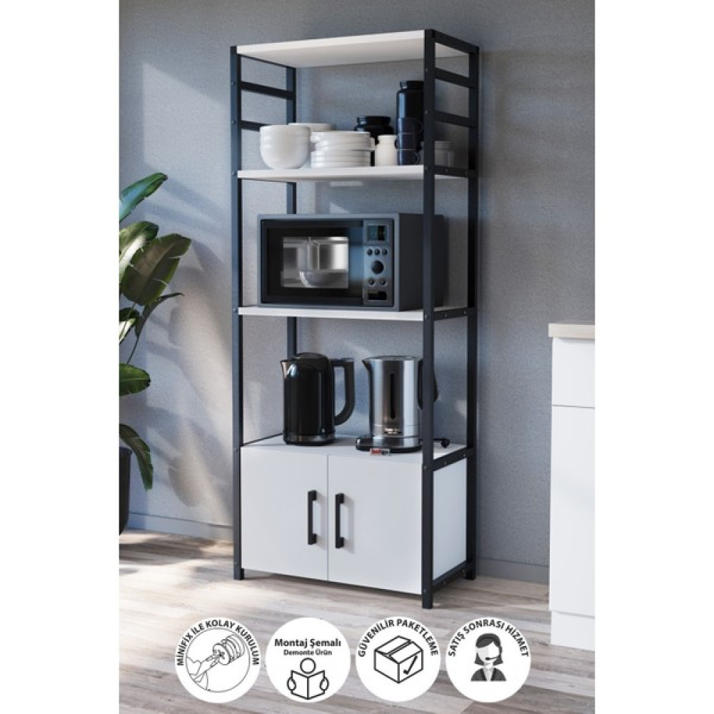 Tekno Trust Beyaz Mutfak Standı 2 Kapaklı 4 Raflı Kahve Köşesi Mutfak Rafı Mutfak Bangosu Beyaz Modern Modern S - 0 Duvar Rafı Fiyatı